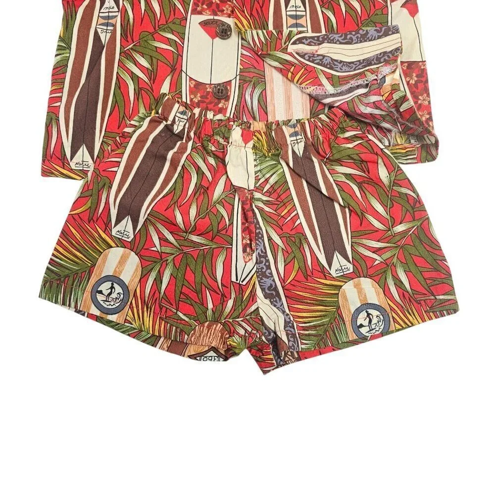 RJC Infant Boy Hawaiian Shirt Shorts Set 6M Cotton Surfboard Tropical Pattern NE